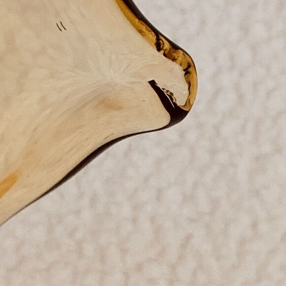 MCM Vtg Hand-Blown Amber Glass Yellow Vase Folded Open Top Pedestal Much Detail - Picture 7 of 16